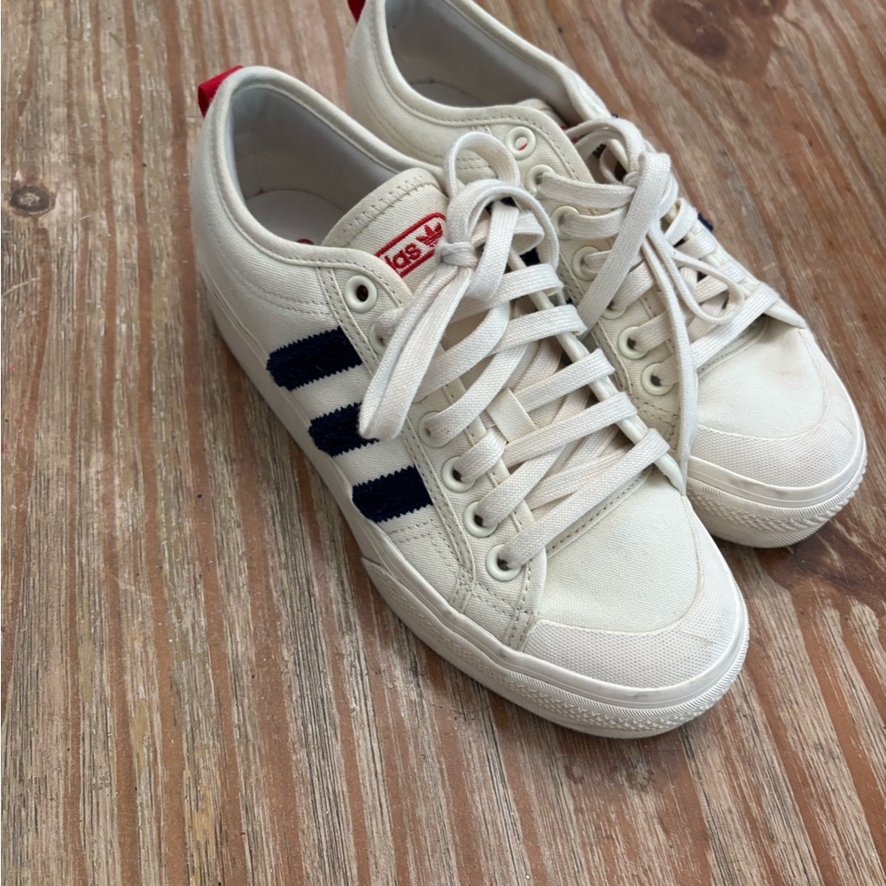 Adidas nizza White Sneakers with Blue Stripes